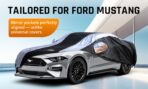 Mustang Car Cover Waterproof All Weather with Silver Strip Design, Custom Fit for Ford Mustang 1994–2025, Mustang Accessory with Door Zipper & Windproof Straps - Image 2