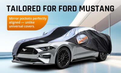 Mustang Car Cover Waterproof All Weather with Silver Strip Design, Custom Fit for Ford Mustang 1994–2025, Mustang Accessory with Door Zipper & Windproof Straps - Image 2
