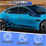 2PCS 78" Car Body Door Side Waistline Sticker Decals, Sports Racing Stripe Decals, Waterproof Vinyl Stripe Sticker Decoration for Car SUV Truck (Black) - Image 4
