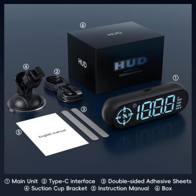 G9 Heads Up Display for Car Smart Speedometer HUD Shows Speed, Time, Trip Distance/Duration, 0-100km/h Time Direction with 7 Adjustable Color Modes. - Image 8