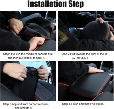 INTGET Center Console Armrest Cover for 2025 Toyota RAV4 Accessories 2024 2023 2022 2021 2020 2019 Leather Middle Console Lid Cover Pad Protector Elbow Arm Rest Covering Car(Black) - Image 6