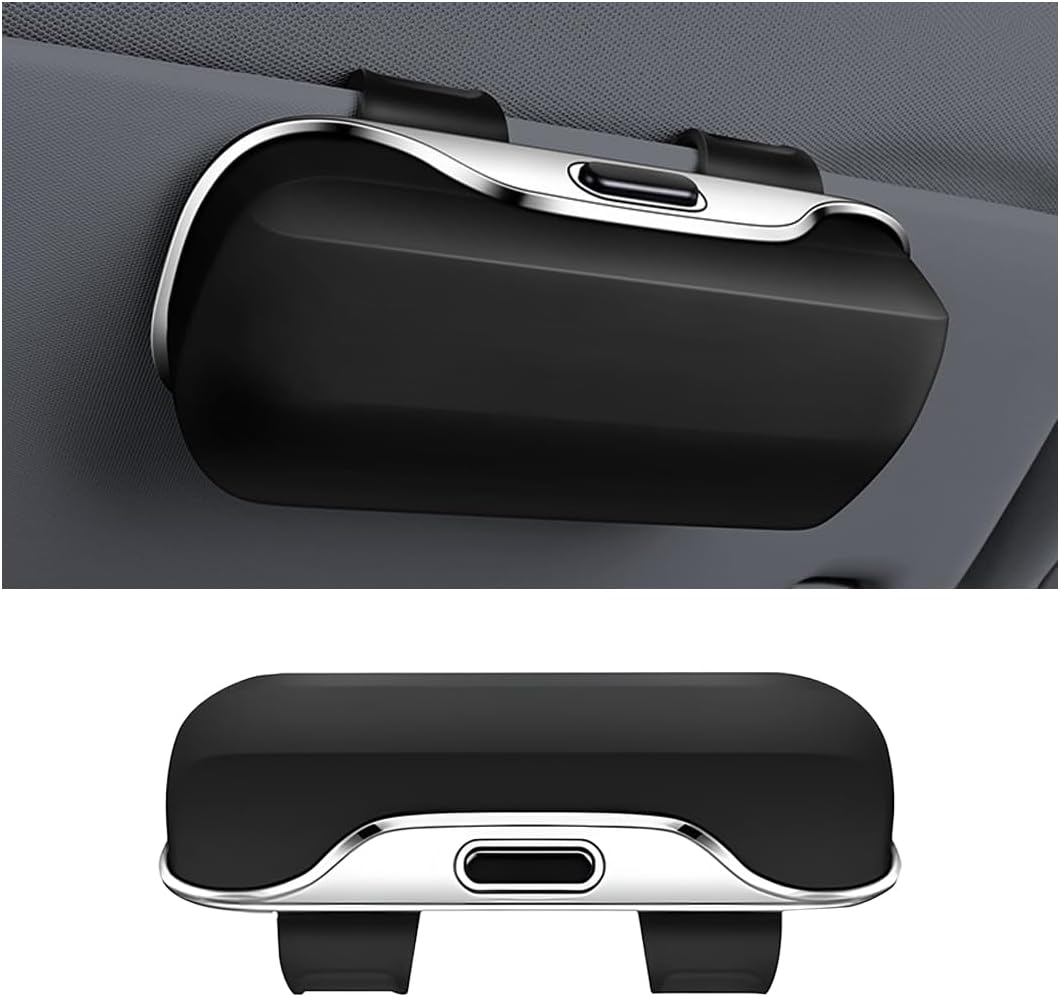 6102895ZlrL._AC_SL1200_.jpg zipelo Sunglasses Holder for Car Sun Visor, Protective Automotive Eyeglasses Storage Case Hanger, Soft Vehicle Interior Glasses Organizer Box Accessories, Universal for SUV Sedan Truck (Black) - Image 1