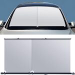 BBTO 2 Pcs Automatic Retractable Car Sunshade Retractable Windshield Sun Shade for Car Window Shades for UV and Heat Protection Foldable Front Window Sunshade Automotive Accessories