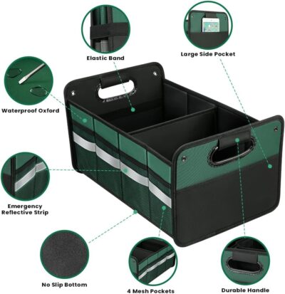 Car Trunk Organizer, Car Storage Organizer, Collapsible Multi Compartment for Car, Suv, Sedan, Truck, 100L, Extra Larger (Green, 50L) - Image 9