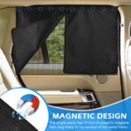 2 Pack Car Window Shades with 10 Strong Magnets 26.8"x18.5" Dual Layer Car Rear/Side Window Sunshade - Full Blackout Semi-Transparent 2-in-1 Universal Auto Sun Shade Privacy Screen - Image 3