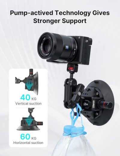 Ulanzi SC-02 Heavy-Duty Suction Cup Mount for Camera/Accessory (4.5"), Pump-actived Vacuum Camera Suction Cup Mount for Action Cameras w Quick Release NATO Magic Arm Car Boat Windshield Window Mount - Image 3