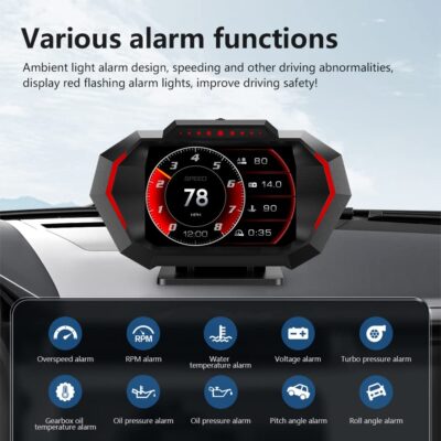 OBD2 Heads Up Display for Car, OBD2 & GPS Speedometer Dual System HUD Digital Speedometer MPH with Car Inclinometer, RPM, Water Temp, Volt, Mileage, Overspeed Alarm for Most 2008+ Sedan Cars - Image 3