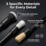 10-Piece Car Interior Cleaning Kit - 3 Natural Boar Hair Brushes, 3-in-1 AC Vent Brush, 160g Non-Toxic Gel, Microfiber Duster, 100ml Food-Grade Spray Bottle | Multi-Scenario for Auto - Image 2