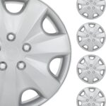 SCITOO 4-Pack Premium 16 Inch Hubcaps Set Wheel Rim Cover OEM Style Easy Snap On Car Truck SUV Silver HubCap(Full Set of 4)