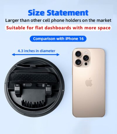 Dash Cell Phone Car Mount, Multifunctional Car Dashboard Mobile Phone Holder, 360 Rotatable Non Slip Mat Universal Car Phone Stand Hands Free, Compatible with iPhone, Samsung, Google, Android - Image 6