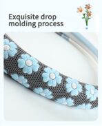 Car Steering Wheel Cover for Women Cute Flower Purple Steering Wheel Cover Leather Non-Slip Fit 15 inch - Image 3