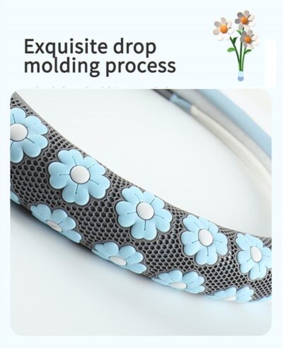 Car Steering Wheel Cover for Women Cute Flower Purple Steering Wheel Cover Leather Non-Slip Fit 15 inch - Image 3