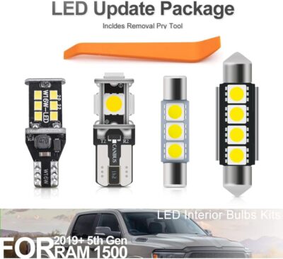12pcs Super Bright 6000K LED Interior Lights Bulb for 2019 2020 2021 2022 Dodge RAM 1500 5th Gen LED Map Dome Footwell Cargo Light Bulbs White LED Interior Light Bulbs Package + Install Tool - Image 7