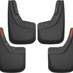 Husky Liners - 56886 Fits 2014-18 Chevrolet Silveado 1500, 2019 Chevrolet Silverado 1500 LD, 2015-19 Chevrolet Silverado 2500/3500 - SINGLE REAR WHEELS Custom Front and Rear Mud Guard Set Black