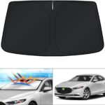KUST Windshield Sun Shade Custom Fit for Mazda 3 Accessories 2014-2025 2026 Mazda3 Hatchback/Sedan Window Shade Cover Sun Visor Foldable Blocks UV Rays Keep Your Car Cooler