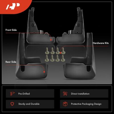 A-Premium Set of 4PCS Mud Flaps Splash Guards Mudguards Mudflaps with Hardware Kits Accessories Compatible with Toyota Corolla Sedan 2020-2024, Front and Rear (Driver and Passenger Sides) - Image 3
