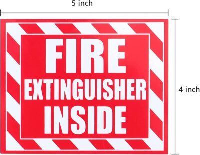 Fasmov 10 Pack Fire Extinguisher Inside Sticker Sign, 5" x 4" Self-Adhesive Vinyl Decals, Weatherproof & UV Protected for Cars, Trailers, Rv's, Trucks and Vehicles, Red on White - Image 2