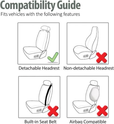 FH Group Car Seat Covers Front Set in Cloth for Low Back Car Seats with Removable Headrest, Universal Fit, Automotive Washable for SUV, Sedan, Van Black - Image 5