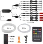 Interior Car Lights, 9 in 1 Car LED Strip with Wireless APP/RF Remote/Button Control, 16 Million Colors Ambient Lighting Kit with 5 Fiber Optic LED Strips & 4 Under Dash Lights - Image 7