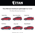 Titan Lightweight Poly 210T Car Cover for Hatchbacks 165-181". Waterproof, UV Protection, Scratch Resistant, Driver-Side Zippered Opening. Fits Prius, Focus, Civic and More. - Image 3