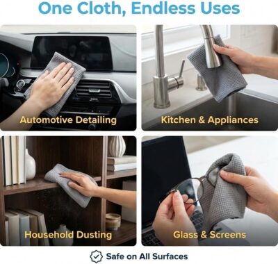 Waffle Weave Microfiber Towel, 12 x 12 inches, Barista Towels, Lint Free Cloth, Glass Towels, Waffle Towels Car Detailing, 6 Pack Premium Microfiber Cleaning Cloth - Image 5