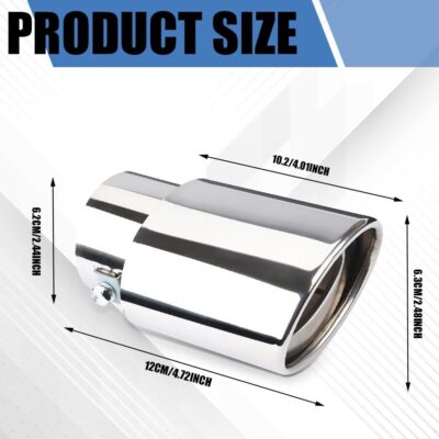 Stainless Steel Car Exhaust Tip, Universal Car Exhaust Pipe Modification Tail Throat Tail Pipe, Chrome-Plated Finish Exhaust Tailpipe Universal Car Accessories Fits Most Car (Silver Straight) - Image 2