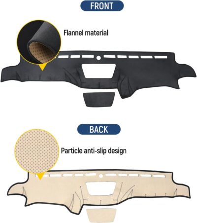 BIBLOZ Dash Cover 2011 2012 2013 2014 2015 2016 2017 for Jeep Wrangler JK JKU Unlimited Sport Sahara Rubincon Accessories Black Flannel Dashboard Cover Mat Car Dashboard UV Sun Protection - Image 4