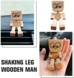 Shaking Wooden Man, Shaking Wooden Man Figurine for Car Dashboard, Handmade Shak Feet Woodens Doll, Funny Cars Ornaments Wood Desktop Decor, Car Dashboard Accessories with 12PCS Magnetic Expressions - Image 3