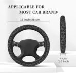 Black Leopard Cheetah Steering Wheel Cover for Women Girls, Anti-Slip High Elastic Breathable Soft Rubber Car Steering Wheel Cover, Universal 15 Inch Fit for Cars, Auto, SUVs - Image 4