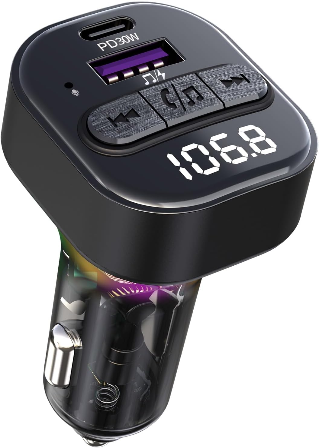 611OFnqVyL._AC_SL1500_.jpg Bluetooth 5.3 FM Transmitter for Car, Bluetooth Car Adapter with Type-C PD(30W) Charger and QC3.0 USB Port, Wireless FM Radio Transmitter, Support MP3 Player, Handsfree Calling, LED Backlit,U Disk - Image 1