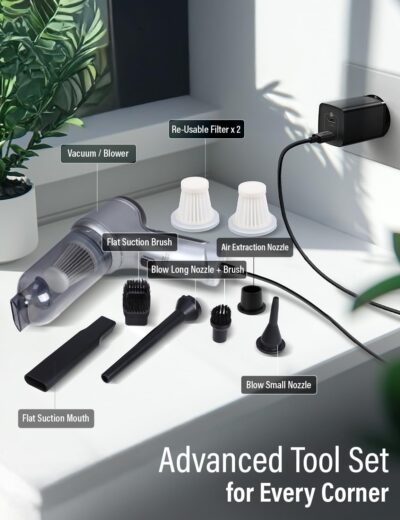 Ultimate Cordless Car Vacuum with 12000Pa Power & 2 Batteries | Portable Handheld Vac for Car, Home, Pet Hair, Multi-Surface Cleaning with 4 Attachments - Image 4