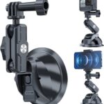 TELESIN Suction Cup Car Mount with Phone Holder, Windshield Window Dashboard Boats Vehicle Attach for DJI Action 6 5 Pro Action 4 3 GoPro Max Mini Hero 13 12 11 10 9 Insta360 X5 X4 X3 Ace Pro Pocket 3