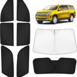 KUST Car Window Shades for Chevy Suburban/GMC Yukon XL 2021-2025 2026 Windshield Sun Shade Side Window Cover UV Block Privacy Protection Accessories for Camping Blackout Rear Back Full Set 8PCS