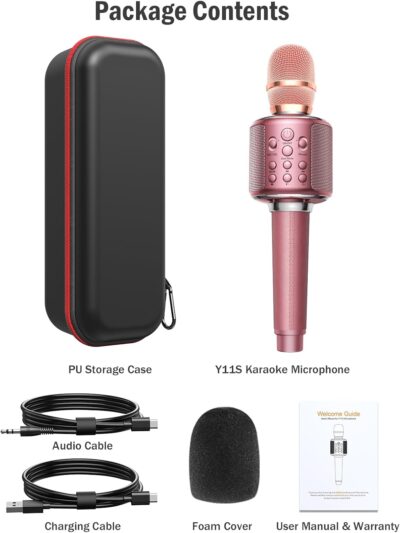 Wireless Bluetooth Karaoke Microphone, Built-in Loud Speaker for 10H Playback, Add Reverb/Duet Mode/Earbuds Monitoring, Portable Karaoke Machine for Entertainment & Singing Practice (Rose Gold) - Image 8
