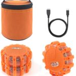 USB Rechargeable LED Road Flares Emergency Lights-Roadside Warning Car Safety Beacon Flashing Disc Flare Kit with Magnetic Base for Vehicles & Boat | 3 Beacon Disc Pack