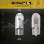 YM E-Bright T10 194 Car Interior Light 168 W5W Led Bulb 3030 Chips 2825 LED Bulb Dome Map Trunk Door Courtesy Light Clearance License Plate Light No-Polarity,AC/DC 12V,White,Pack of 10 - Image 5