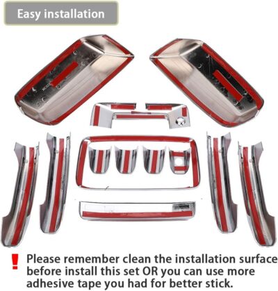 Chrome Door Handle Covers+Top Half Mirror Covers+Tailgate Cover (with Camera Hole) Compatible with Chevrolet Silverado GMC Sierra 1500 2500 3500 2014-2018 - Not for Towing Mirror - Image 7