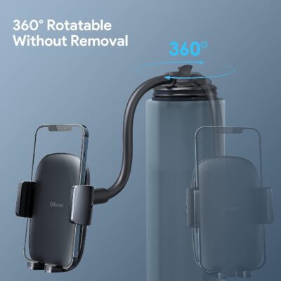 Qifutan Cell Phone Holder for Car Phone Mount Long Arm Dashboard Windshield Car Phone Holder Anti-Shake Stabilizer Phone Car Holder Compatible with All Phone Android Smartphone, Black - Image 5