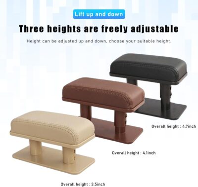 Car Elbow Support Pad, Adjustable Height Armrest Rest Pad for Auto Door, General PU Leather Automotive Central and Side Booster Pad for All Seasons, Universal Car Accessories (Black) - Image 3