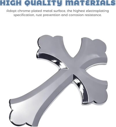 Car Stickers,3.25" x 2.2" 3D Cross Automotive Decal,Car Accessories Jesus Christian Metal Cross Cars Emblem,Self Adhesive Automotive Exterior Accessories,Applicable to All Vehicles (Sliver) - Image 3