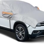 Half Car Cover SUV, Windshield Top Cover for Ice and Snow with Cotton Liner, Snow Car Cover Waterproof All Weather for Sun, Rain, Dust, UV Protection Fit SUV L