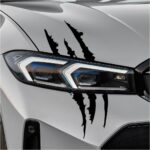 2 PCS Car Claw Mark Stickers, Monster Claw Headlight Decals Waterproof Vinyl Sticker, Stripes Scratch Marks Exterior Decoration for Sports Car SUV Pickup Truck Hood Window (Black)