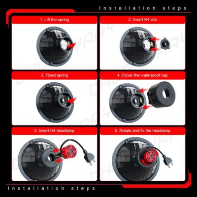 CHUSYYRAY 7" Round Compatible with Ford Deluxe LED Headlight Assembly 1939 1940 1941 1942-1951 for Off-road, DOT Approved, High Low Beam Clear Lens Glass, 6000K 10000LM White, Pack of 2 - Image 9