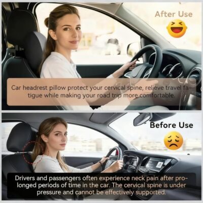 2 Pack Car Headrest Pillow for Neck Support,Memory Foam Neck Rest Cushion, Breathable Removable Cover & Ergonomic Design, for Driving Comfort, Neck Pain Relief, Travel - Image 6