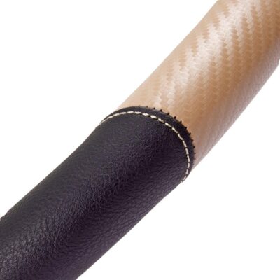 Motor Trend GripDrive Carbon Fiber Steering Wheel Cover, Non-Slip Sporty Racing Faux Leather Ergonomic Comfortable Handle, Steering Wheel Cover for Cars Trucks Vans SUV - Fits Standard 15 Inch - Beige - Image 7