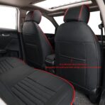 EKR Civic Seat Covers Custom Fit for Honda Civic Hatchback 2018 2019 2020 2021 EX,EX-L,Sport,Sport Touring,Waterproof Leather Car Seat Cover Full Set,Faux Leather(Black with Red Trim) - Image 3
