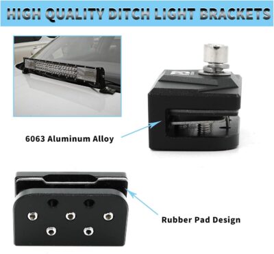 Ditch Light Brackets, 2PCS Hood Mount Light Brackets Universal Adjustable Aluminum Alloy Pillar Hood Led Work Light Pods Mount Bracket Kit for Truck SUV Cars, No Need Drilling - Image 3