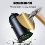 USB-C Car Charger Adapter, Dual Ports Fast Charging PD 60W + QC3.0 30W Mini All-Metal Cigarette Lighter USB Charger Universal for iPhone13/Pro Max/12/XS Max/11 Pro, Samsung, Car Accessories - Image 2