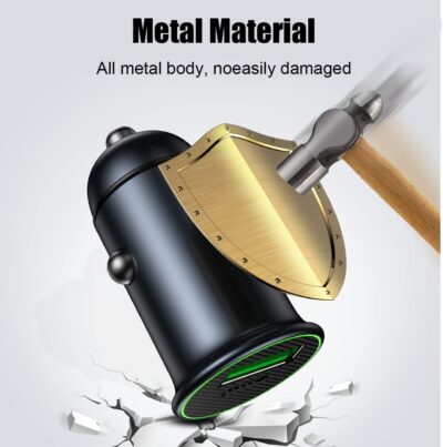 USB-C Car Charger Adapter, Dual Ports Fast Charging PD 60W + QC3.0 30W Mini All-Metal Cigarette Lighter USB Charger Universal for iPhone13/Pro Max/12/XS Max/11 Pro, Samsung, Car Accessories - Image 2