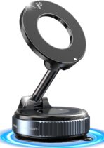 Upgraded Vacuum Magnetic Car Phone Holder for Your Car [120LBS Ultra Suction Cup & 3000gf Magnet] 780° Adjustable Foldable Cell Phone Mount for Magsafe Dashboard Car Bracket Stand for iPhone & Android